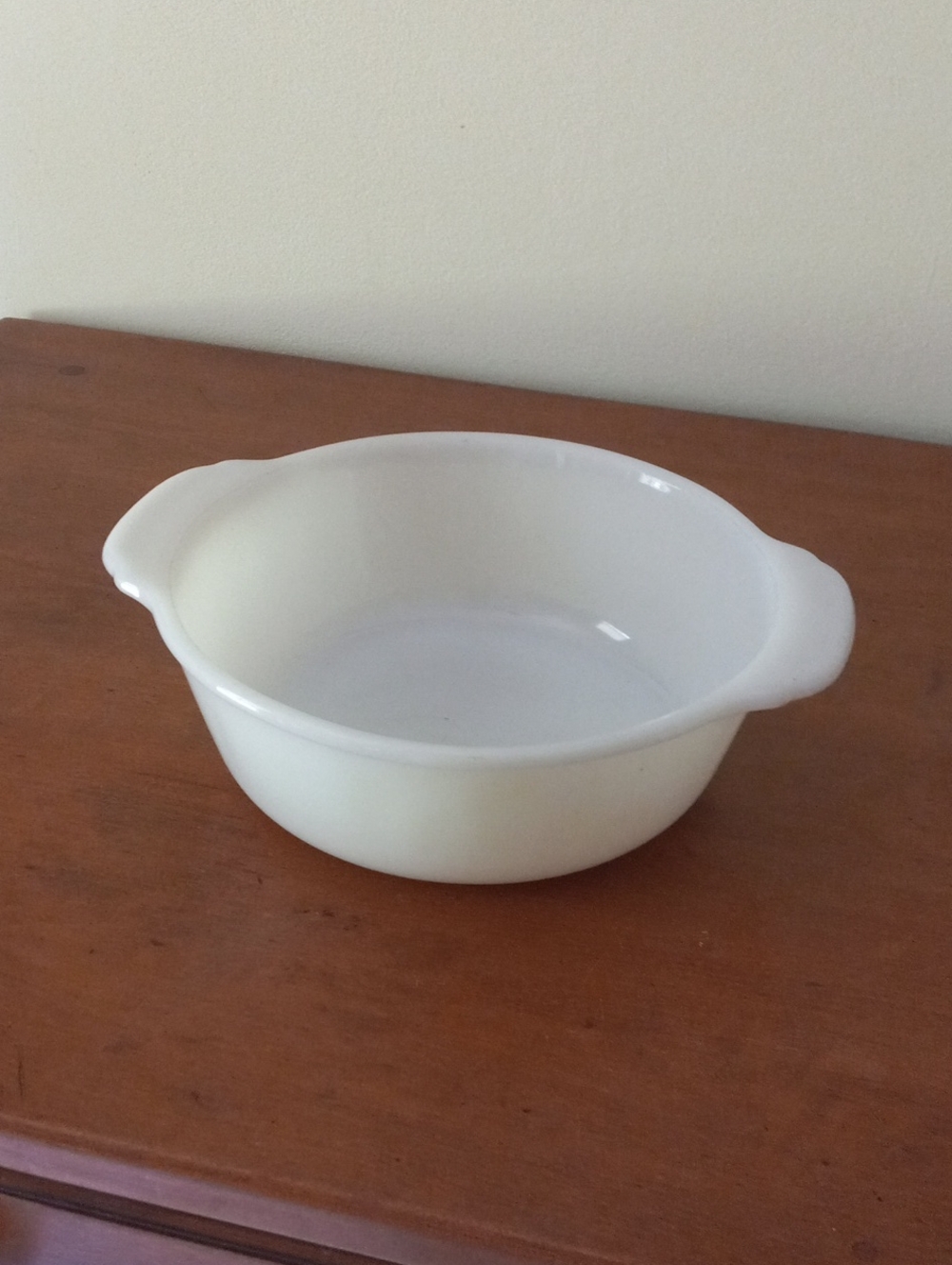 Fire King Classic White Milk Glass Serving Bowl with Handles 1 Qt.